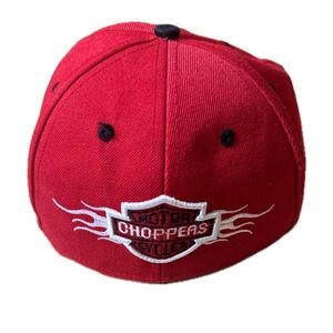 Choppers Red Brimless Cap – Embroidered Flame Patch